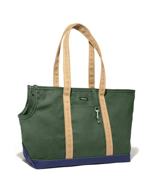 Dog Carrier in Green, Navy, and Tan