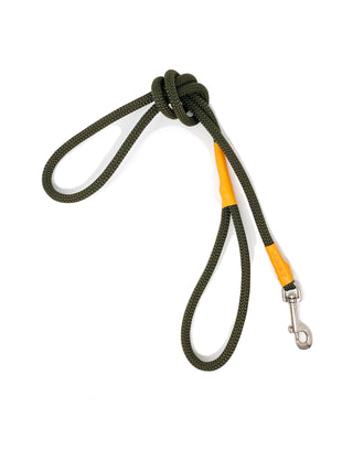 climbing rope leash in olive and orange