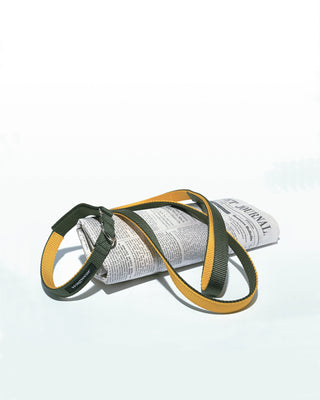double layered nylon leash in olive and yellow
