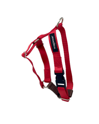 contrast nylon harness in red and brown