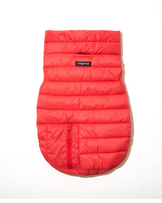 red/pink puffer vest