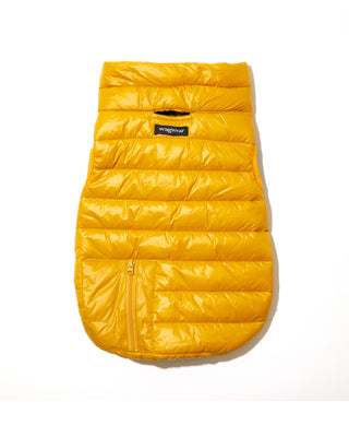 yellow puffer vest