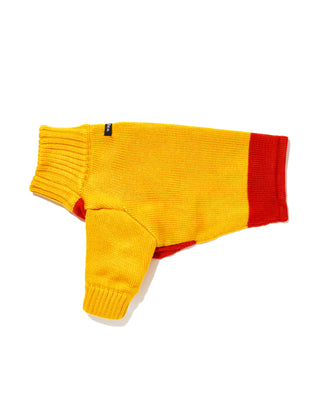 rugby dog sweater in yellow and orange