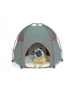 Pup tent in olive with model