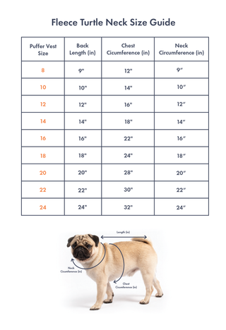 fleece turtle neck size guide