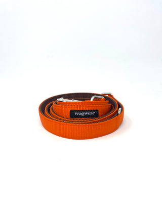 nylon metro leash in orange and brown