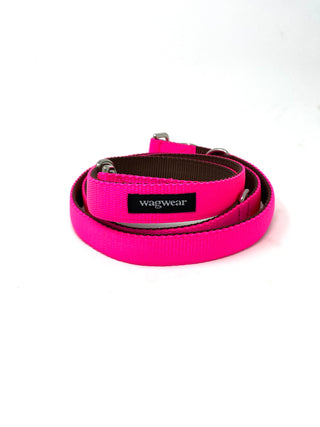 nylon metro leash in hot-pink and brown