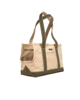 boat canvas zipper tote in beige and brown