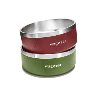 wagwear stainless steel dog bowls in Mulberry and Grove, stacked