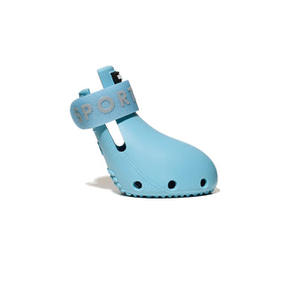 Light blue shoe with 'SPORT' text on a white background