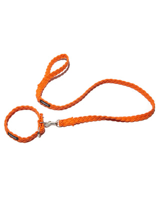 fisherman collar and leash in tangerine