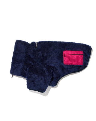 navy fleece zippy with pink pocket