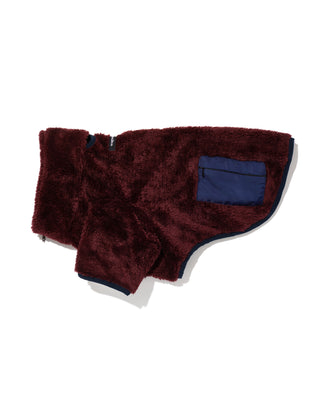 fleece zippy in burgundy with navy pocket