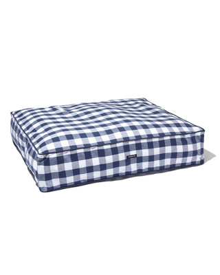 gingham check bed in blue