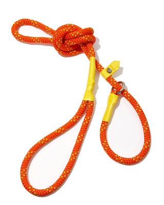 climbing rope leash in orange and yellow