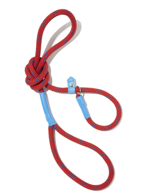 climbing rope leash in red and blue